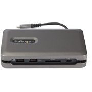 Picture of StarTech.com USB C Multiport Adapter - USB C to 4K 60Hz HDMI 2.0 - 2-Port 10Gbps USB Hub - 100W Power Delivery Pass-through - GbE - SD/MicroSD - USB Type-C Mini Dock - 10" Cable