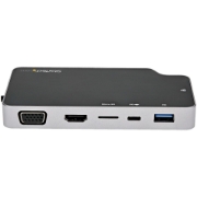 Picture of StarTech.com USB C Multiport Adapter - USB-C to 4K HDMI or VGA Video with 100W Power Delivery Pass-through, 2-Port 10Gbps USB Hub, MicroSD, GbE - USB 3.1 Gen 2 Type-C Mini/Travel Dock