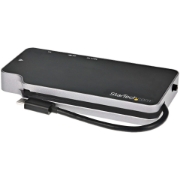 Picture of StarTech.com USB C Multiport Adapter - USB-C to 4K HDMI or VGA Video with 100W Power Delivery Pass-through, 2-Port 10Gbps USB Hub, MicroSD, GbE - USB 3.1 Gen 2 Type-C Mini/Travel Dock
