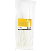 Picture of StarTech.com 10"(25cm) Cable Ties - 1/8"(4mm) wide, 2-5/8"(68mm) Bundle Diameter, 50lb(22kg) Tensile Strength, Nylon Self Locking Zip Ties w/ Curved Tip - 94V-2/UL Listed, 100 Pack - White