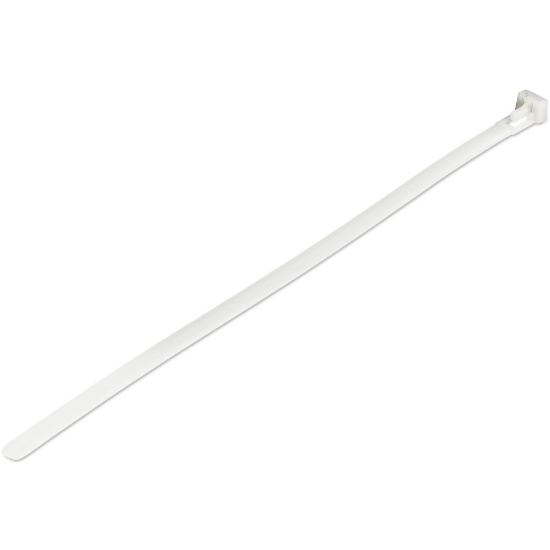 Picture of StarTech.com 10"(25cm) Reusable Cable Ties - 1/4"(7mm) wide, 2-1/2"(65mm) Bundle Dia. 50lb(22kg) Tensile Strength, Releasable Nylon Ties, Indoor/Outdoor, 94V-2/UL Listed, 100 Pack - White