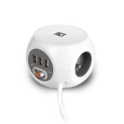 Picture of ACT Power socket cube (PDU) with 3 sockets, USB-A ports, 1.5m (Belgium)