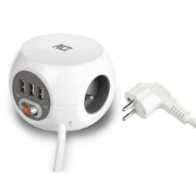 Picture of ACT Power socket cube (PDU) with 3 sockets, USB-A ports, 1.5m (Belgium)