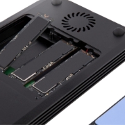 Picture of StarTech.com 4 Bay Thunderbolt 3 NVMe Enclosure, For M.2 NVMe SSD Drives, 1x DisplayPort Video/ 2x TB3 Downstream Ports, 40Gbps, 72W Power Supply, External Hard Drive Enclosure