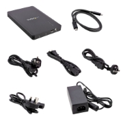 Picture of StarTech.com 4 Bay Thunderbolt 3 NVMe Enclosure, For M.2 NVMe SSD Drives, 1x DisplayPort Video/ 2x TB3 Downstream Ports, 40Gbps, 72W Power Supply, External Hard Drive Enclosure