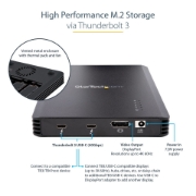 Picture of StarTech.com 4 Bay Thunderbolt 3 NVMe Enclosure, For M.2 NVMe SSD Drives, 1x DisplayPort Video/ 2x TB3 Downstream Ports, 40Gbps, 72W Power Supply, External Hard Drive Enclosure
