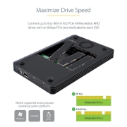 Picture of StarTech.com 4 Bay Thunderbolt 3 NVMe Enclosure, For M.2 NVMe SSD Drives, 1x DisplayPort Video/ 2x TB3 Downstream Ports, 40Gbps, 72W Power Supply, External Hard Drive Enclosure