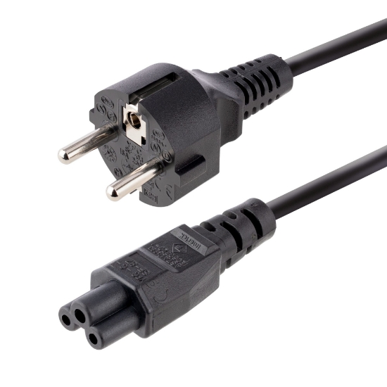 Picture of StarTech.com 3m (10ft) Laptop Power Cord, EU Schuko to C5, 2.5A 250V, 18AWG, Notebook / Laptop Replacement AC Cord, Power Brick Cord, Laptop Charger Cable, Clover Leaf/Mickey Mouse Power Cord