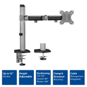 Picture of ACT Monitor arm 32" office, silver, 1 monitor
