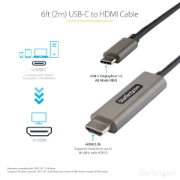 Picture of StarTech.com 6ft (2m) USB C to HDMI Cable 4K 60Hz w/ HDR10 - Ultra HD USB Type-C to 4K HDMI 2.0b Video Adapter Cable - USB-C to HDMI HDR Monitor/Display Converter - DP 1.4 Alt Mode HBR3