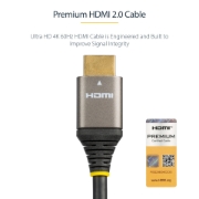Picture of StarTech.com 13ft (4m) Premium Certified HDMI 2.0 Cable - High-Speed Ultra HD 4K 60Hz HDMI Cable with Ethernet - HDR10, ARC - UHD HDMI Video Cord - For UHD Monitors, TVs, Displays - M/M