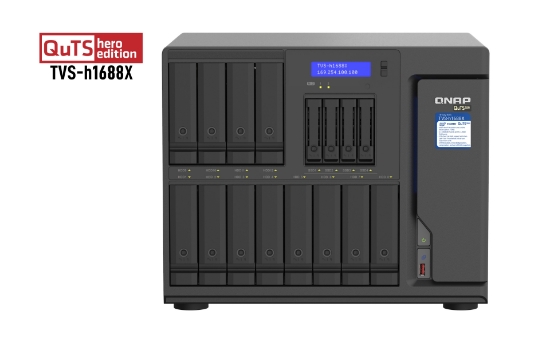 Picture of QNAP TVS-h1688X NAS Tower Intel® Xeon® W-1250 32 GB DDR4 0 TB QuTS hero Black