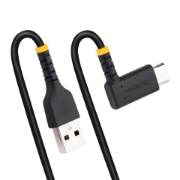 Picture of StarTech.com 3ft (1m) USB A to C Charging Cable Right Angle - Heavy Duty Fast Charge USB-C Cable - Black USB 2.0 A to Type-C - Rugged Aramid Fiber - 3A - USB Charging Cord