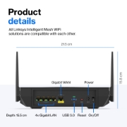 Picture of Linksys Hydra Pro 6E Tri‑Band WiFi 6E Mesh Router AXE6600