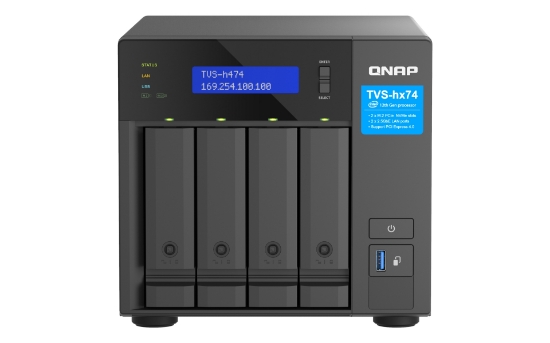 Picture of QNAP TVS-H474 NAS Tower Intel® Pentium® G7400 8 GB DDR4 0 TB QuTS hero Black