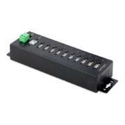 Picture of StarTech.com 10-Port Industrial USB 2.0 Hub, Rugged USB Hub w/ESD Level 4 Protection, DIN/Wall/Desk-Mountable USB-A HUB, USB Port Expander w/Lockable Ports, Multiport USB Hub