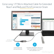 Picture of StarTech.com USB C to DVI Adapter - 1920x1200p USB-C to DVI-D Adapter Dongle - USB Type C to DVI Display/Monitor - Video Converter - Thunderbolt 3 Compatible - 12" Long Attached Cable - Upgraded Version of CDP2DVI