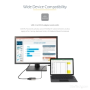 Picture of StarTech.com USB C to DVI Adapter - 1920x1200p USB-C to DVI-D Adapter Dongle - USB Type C to DVI Display/Monitor - Video Converter - Thunderbolt 3 Compatible - 12" Long Attached Cable - Upgraded Version of CDP2DVI