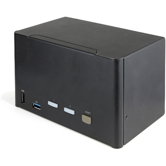 Picture of StarTech.com 2 Port Quad Monitor DisplayPort KVM Switch - 4K 60Hz UHD HDR - Desktop 4K DP 1.2 KVM with 2 Port USB 3.0 Hub (5Gbps) & 4x USB 2.0 HID Ports, Audio - Hotkey Switching - TAA