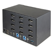 Picture of StarTech.com 2 Port Quad Monitor DisplayPort KVM Switch - 4K 60Hz UHD HDR - Desktop 4K DP 1.2 KVM with 2 Port USB 3.0 Hub (5Gbps) & 4x USB 2.0 HID Ports, Audio - Hotkey Switching - TAA