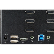 Picture of StarTech.com 2 Port Quad Monitor DisplayPort KVM Switch - 4K 60Hz UHD HDR - Desktop 4K DP 1.2 KVM with 2 Port USB 3.0 Hub (5Gbps) & 4x USB 2.0 HID Ports, Audio - Hotkey Switching - TAA