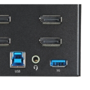 Picture of StarTech.com 2 Port Quad Monitor DisplayPort KVM Switch - 4K 60Hz UHD HDR - Desktop 4K DP 1.2 KVM with 2 Port USB 3.0 Hub (5Gbps) & 4x USB 2.0 HID Ports, Audio - Hotkey Switching - TAA