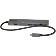 Picture of StarTech.com USB C Multiport Adapter - USB-C to 4K 60Hz HDMI 2.0, 100W Power Delivery Pass-through, SD/MicroSD, 2-Port USB 3.0 Hub, GbE - USB Type-C Mini Dock - 12" Long Attached Cable