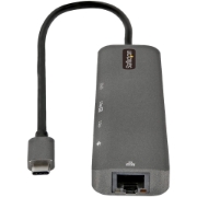 Picture of StarTech.com USB C Multiport Adapter - USB-C to 4K 60Hz HDMI 2.0, 100W Power Delivery Pass-through, SD/MicroSD, 2-Port USB 3.0 Hub, GbE - USB Type-C Mini Dock - 12" Long Attached Cable