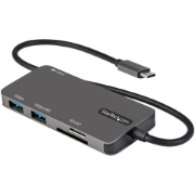 Picture of StarTech.com USB C Multiport Adapter - USB-C to 4K HDMI, 100W Power Delivery Pass-through, SD/MicroSD Slot, 3-Port USB 3.0 Hub - USB Type-C Mini Dock - 12" (30cm) Long Attached Cable