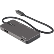 Picture of StarTech.com USB C Multiport Adapter - USB-C to 4K HDMI, 100W Power Delivery Pass-through, SD/MicroSD Slot, 3-Port USB 3.0 Hub - USB Type-C Mini Dock - 12" (30cm) Long Attached Cable