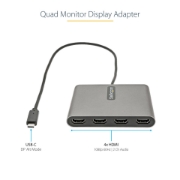 Picture of StarTech.com USB C to Quad HDMI Adapter, USB-C to 4x HDMI Monitor Converter for Windows (no support for macOS/ChromeOS/Linux) - TAA