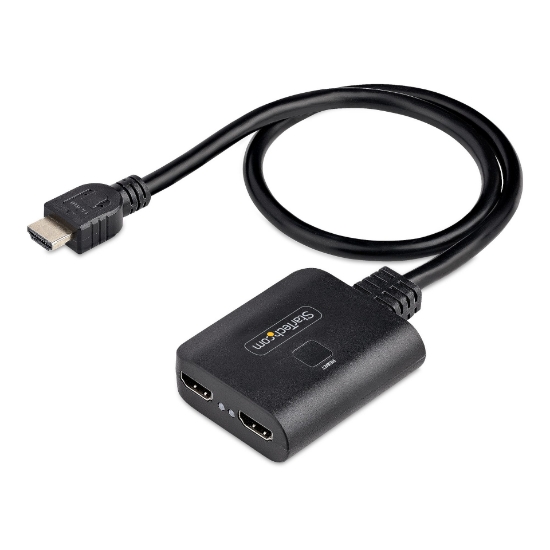 Picture of StarTech.com 2-Port HDMI Splitter, 4K 60Hz HDMI 2.0 Video, 4K HDMI Splitter 1 In 2 Out, 1x2 HDMI Display/Output Splitter, HDR/HDCP, 20in (50cm) Built-in HDMI Cable
