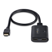 Picture of StarTech.com 2-Port HDMI Splitter, 4K 60Hz HDMI 2.0 Video, 4K HDMI Splitter 1 In 2 Out, 1x2 HDMI Display/Output Splitter, HDR/HDCP, 20in (50cm) Built-in HDMI Cable