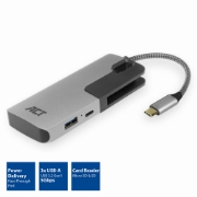 Picture of ACT USB-C hub 3.0 3 port, card reader, PD pass-through