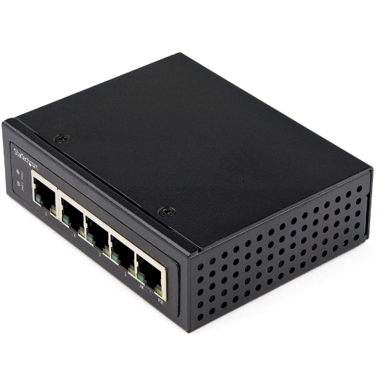 Picture of StarTech.com Industrial 5 Port Gigabit PoE Switch - 30W - Power Over Ethernet Switch - Hardened GbE PoE+ Unmanaged Switch - Rugged High Power Gigabit Network Switch IP-30/-40 C to 75 C
