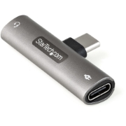 Picture of StarTech.com USB C Audio & Charge Adapter - USB-C Audio Adapter w/ 3.5mm TRRS Headphone/Headset Jack and 60W USB Type-C Power Delivery Pass-through Charger - For USB-C Phone/Tablet/Laptop