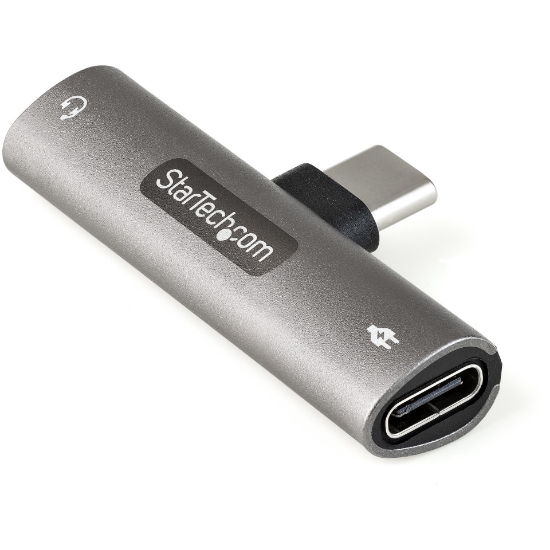 Picture of StarTech.com USB C Audio & Charge Adapter - USB-C Audio Adapter w/ 3.5mm TRRS Headphone/Headset Jack and 60W USB Type-C Power Delivery Pass-through Charger - For USB-C Phone/Tablet/Laptop