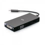 Picture of C2G USB-C Multiport Adapter, 4-in-1 Video Adapter with HDMI, DisplayPort, DVI, & VGA - 4K 60Hz