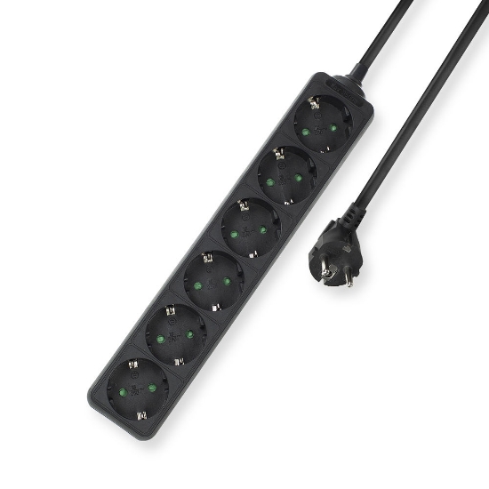 Picture of ACT Power strip, 6 sockets, 3 m, black