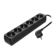Picture of ACT Power strip, 6 sockets, 3 m, black