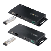Picture of StarTech.com 4K HDMI over Fiber Extender Kit, 4K 60Hz up to 3300ft/1km (Single Mode) or 1000ft/300m (Multimode) LC Fiber Optic, HDR, HDCP, 3.5mm Audio/RS232/IR Extender, Transmitter and Receiver Kit