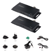 Picture of StarTech.com 4K HDMI over Fiber Extender Kit, 4K 60Hz up to 3300ft/1km (Single Mode) or 1000ft/300m (Multimode) LC Fiber Optic, HDR, HDCP, 3.5mm Audio/RS232/IR Extender, Transmitter and Receiver Kit