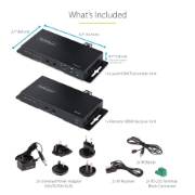 Picture of StarTech.com 4K HDMI over Fiber Extender Kit, 4K 60Hz up to 3300ft/1km (Single Mode) or 1000ft/300m (Multimode) LC Fiber Optic, HDR, HDCP, 3.5mm Audio/RS232/IR Extender, Transmitter and Receiver Kit