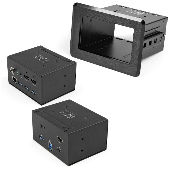 Picture of StarTech.com Conference Room Docking Station - Universal Laptop Dock - 4K HDMI, 60W Power Delivery, USB Hub, GbE, Audio - In-Table Connectivity Box For Huddle/Boardroom Collaboration Space