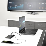 Picture of StarTech.com Conference Room Docking Station - Universal Laptop Dock - 4K HDMI, 60W Power Delivery, USB Hub, GbE, Audio - In-Table Connectivity Box For Huddle/Boardroom Collaboration Space