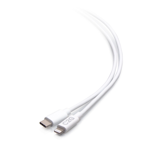 Picture of C2G 6ft (1.8m) USB-C® Male to Lightning Male Sync and Charging Cable - White