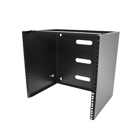 Picture of StarTech.com 10U Wall Mount Network Rack - 14 inch Deep (Low Profile) - 19" Patch Panel Bracket for Shallow Server, IT Equipment, Network Switches - 77lbs/35kg Weight Cap., Black