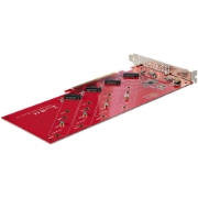 Picture of StarTech.com Quad M.2 PCIe Adapter Card, PCIe x16 to Quad NVMe or AHCI M.2 SSDs, PCI Express 4.0, 7.8GBps/Drive, Bifurcation Required, Windows/Linux Compatible
