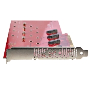 Picture of StarTech.com Quad M.2 PCIe Adapter Card, PCIe x16 to Quad NVMe or AHCI M.2 SSDs, PCI Express 4.0, 7.8GBps/Drive, Bifurcation Required, Windows/Linux Compatible