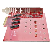 Picture of StarTech.com Quad M.2 PCIe Adapter Card, PCIe x16 to Quad NVMe or AHCI M.2 SSDs, PCI Express 4.0, 7.8GBps/Drive, Bifurcation Required, Windows/Linux Compatible